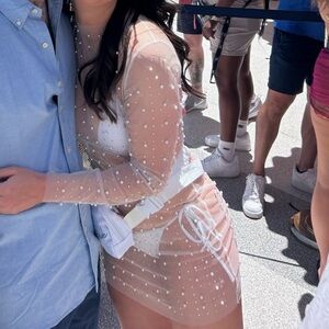 Bridal Jeweled Sheer Dress/Bathing Suit Cover-Up